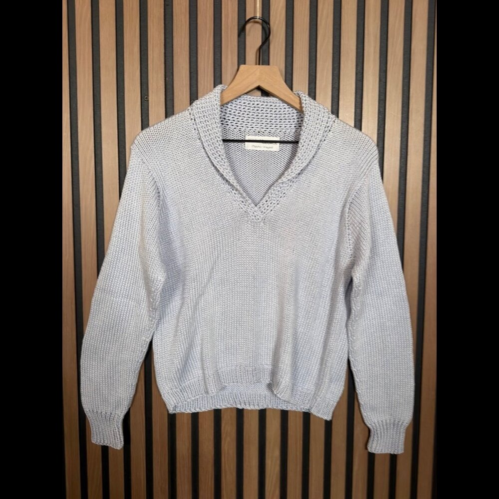 Bernard George Sweater OS Womens Purple Open Knit Martha's Vineyard Collared